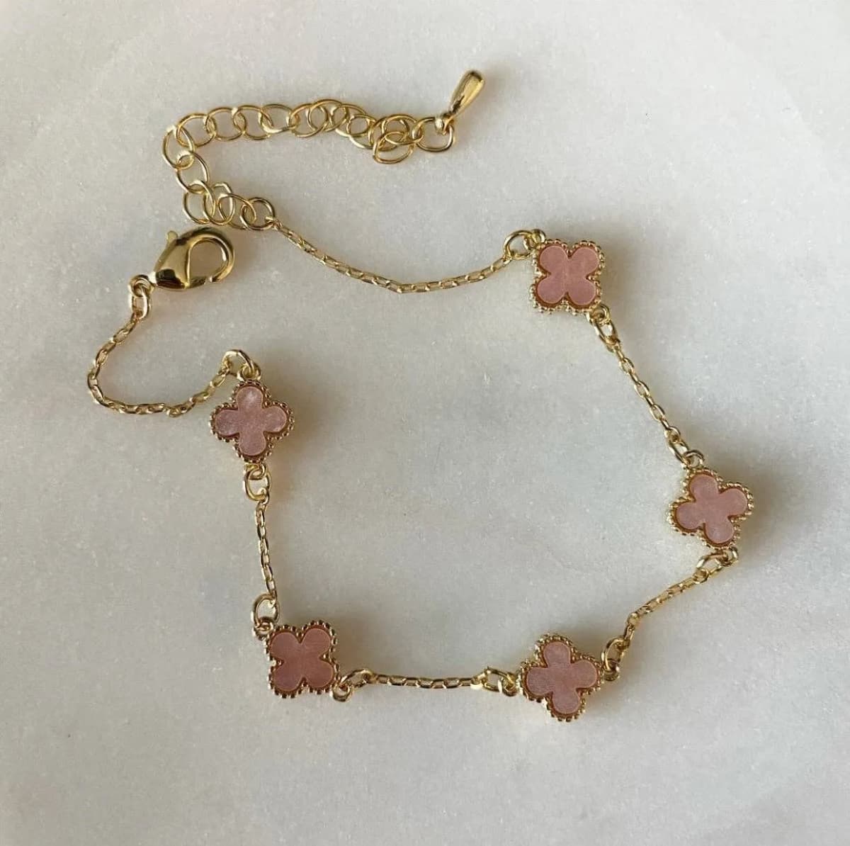 Gold Clover Leaf Mini Bracelet Multiple Colors