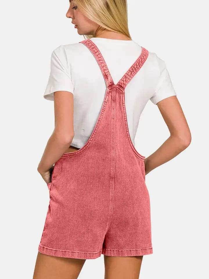 Washed Knot Strap Zenana Romper Zenana (Cabernet)