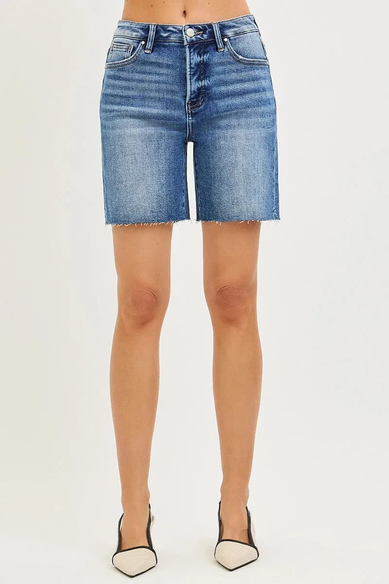 RISEN Tummy Control High Rise Raw Cut Hem Jhorts