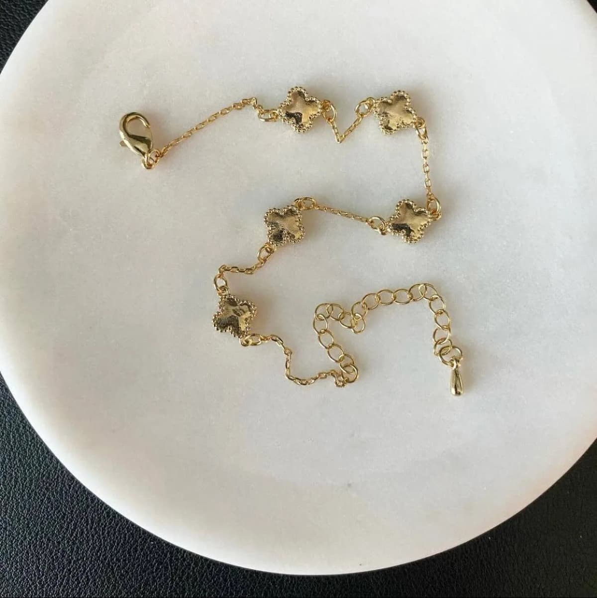 Gold Clover Leaf Mini Bracelet Multiple Colors