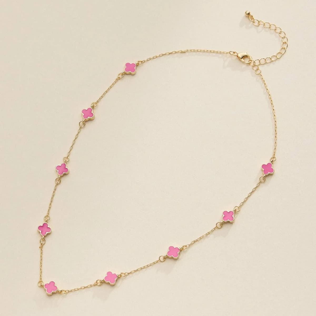Gold Charm Necklace with Enamel Accents Elegant Minimalist Jewelry