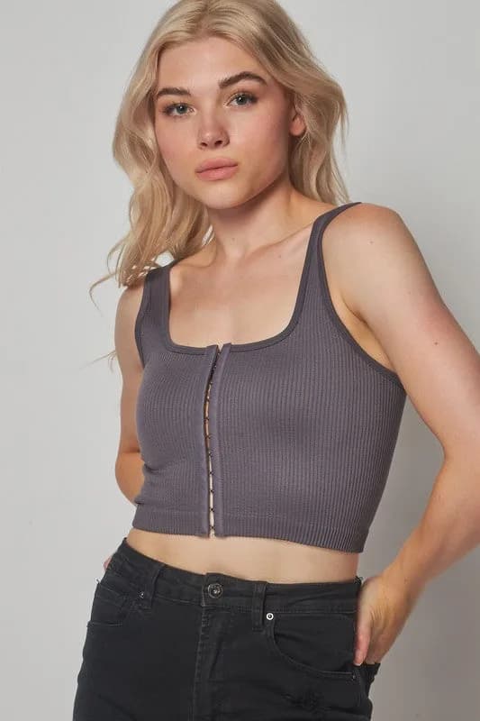 Love Poem Clasp Crop Tank Top in Multiple Colors