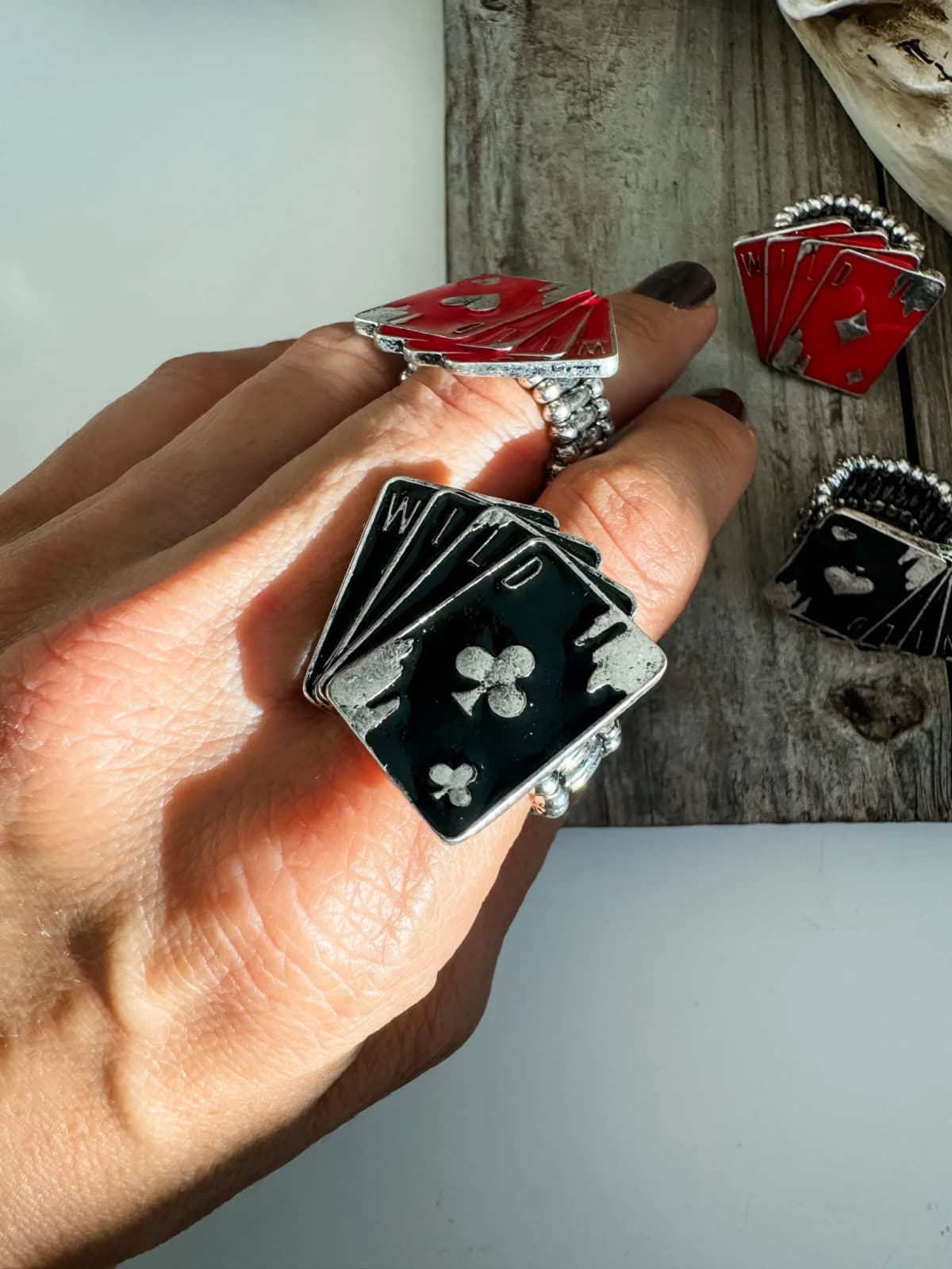 Western Ajustable Ring - Spade Clover Heart Diamond