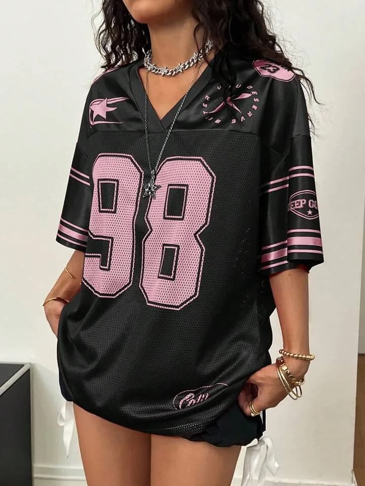 Black and Mauve Mesh Number 98 Keep Going Jersey