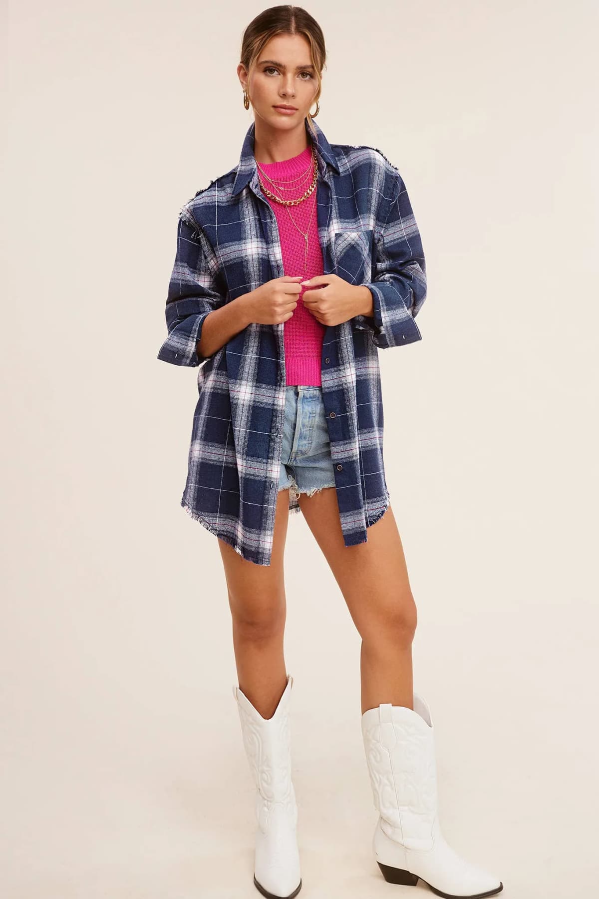 Button Down Fall Winter Plaid Shirts La Miel