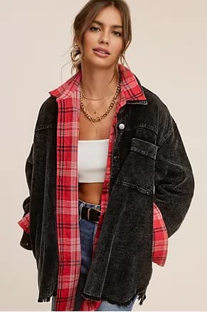Washed Corduroy Oversized Fall Winter Shacket La Miel