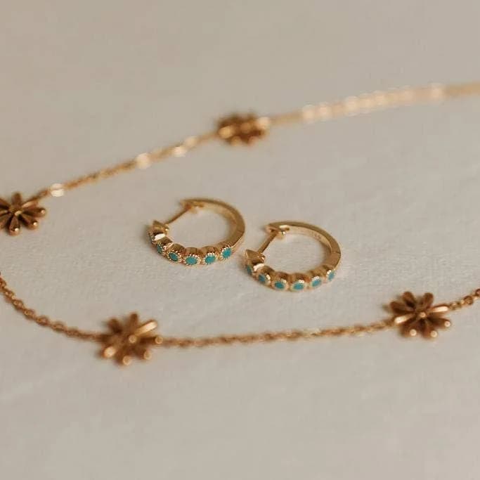 Gaby Turquoise Hoops Gold or Silver by Mauve