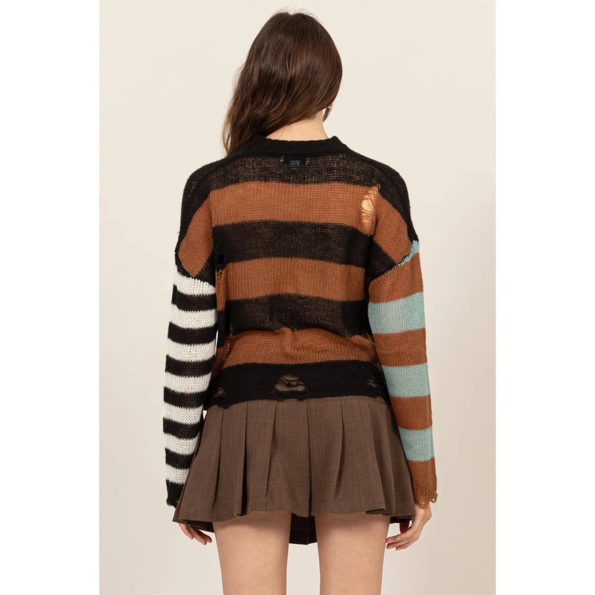 Long Sleeve Floral Stripe Sweater