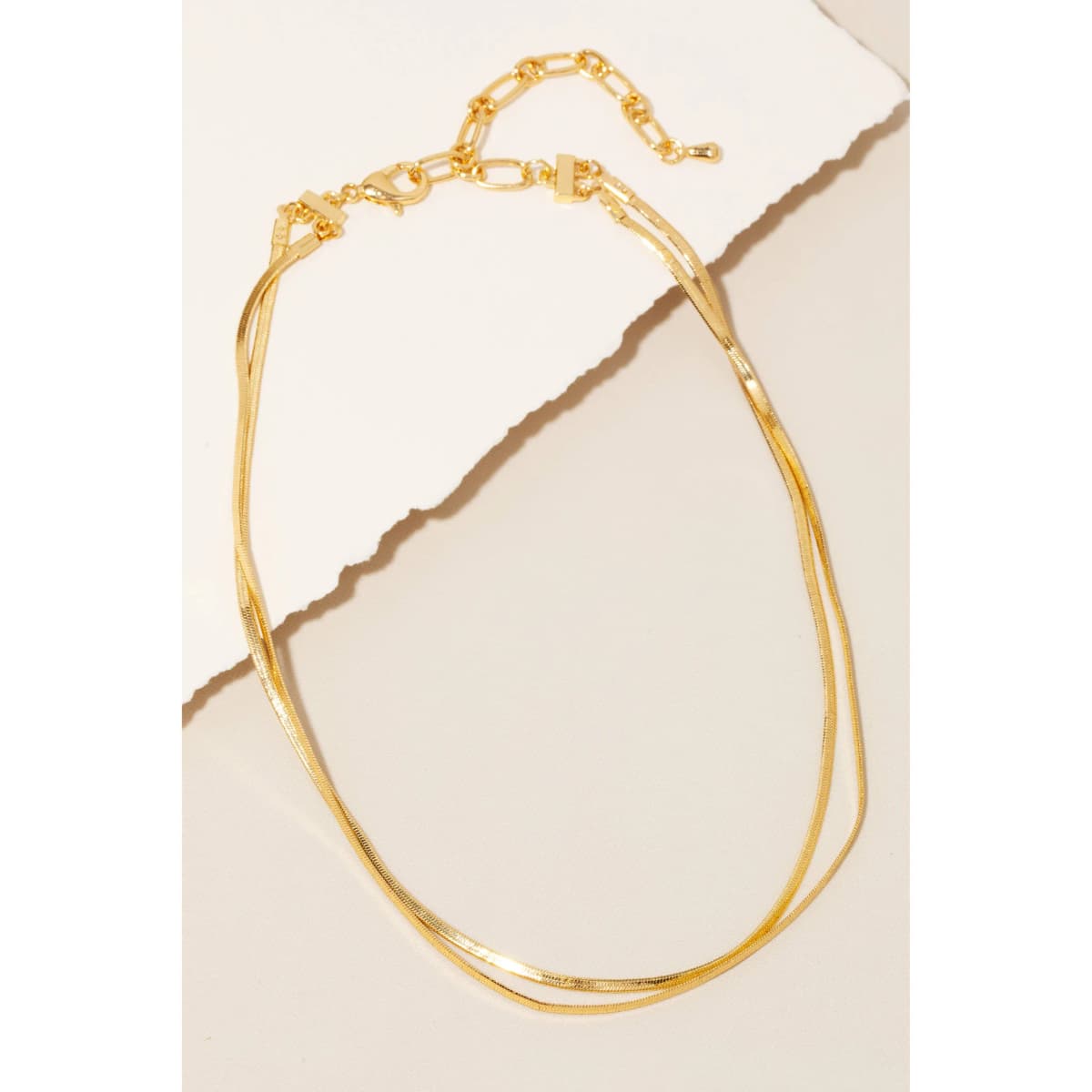 Layered Metallic Flat Chains Necklace Anarchy Street (Gold)