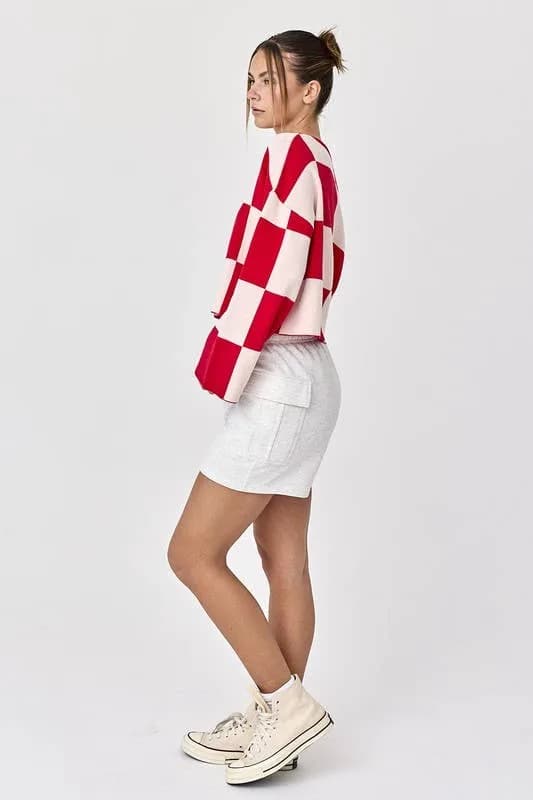 Sarah Red Checkered Top