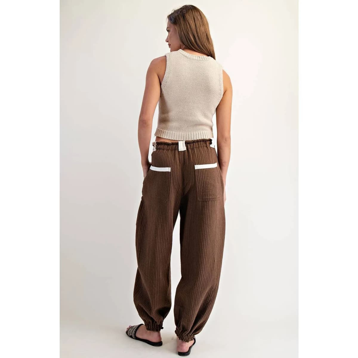 New* Striped Jogger Pants Chocolate