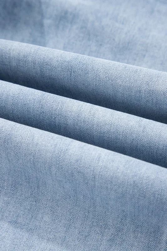 Denim Raw Hem Drawstring Wide Leg Pants