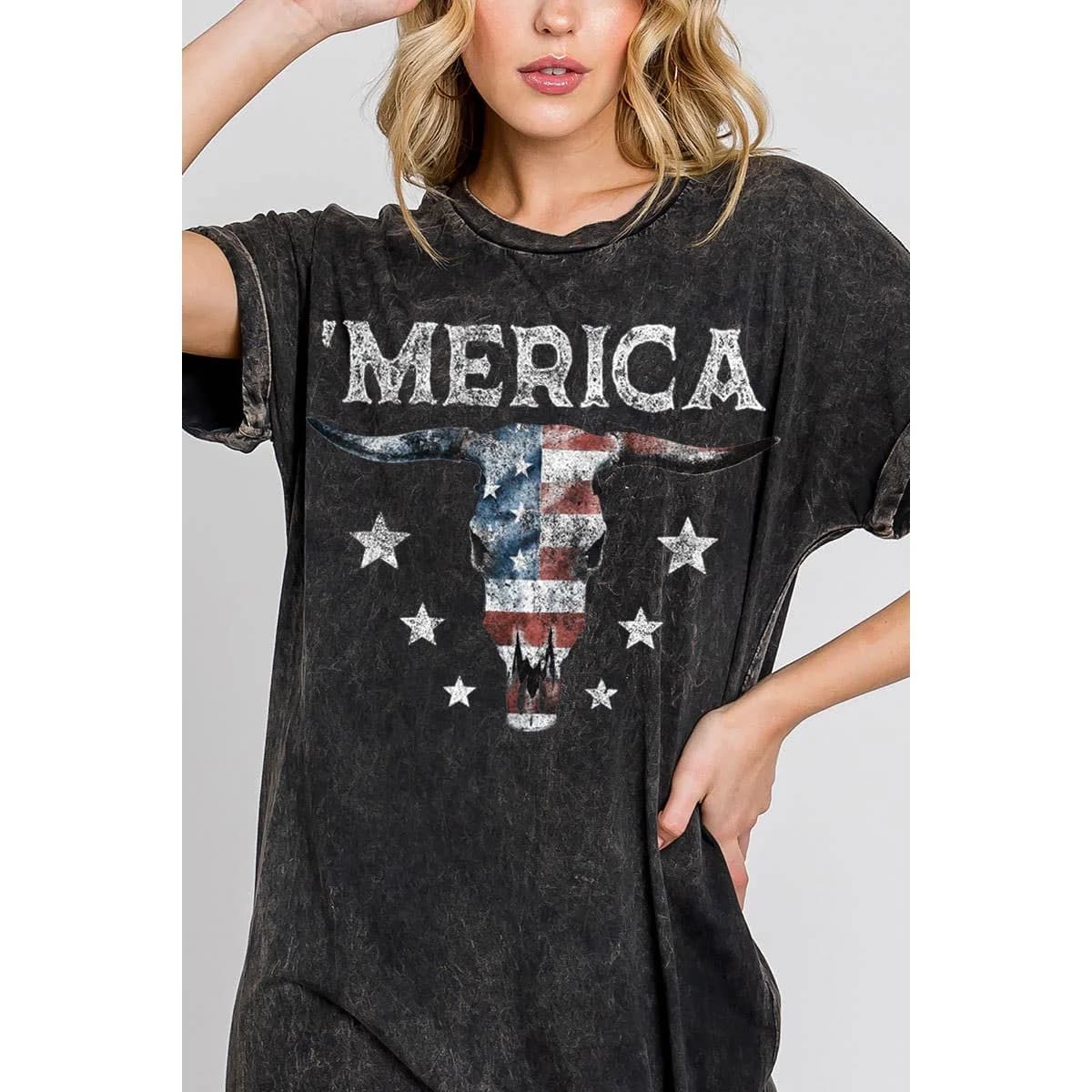 America Cow Skull Mineral Graphic Dress