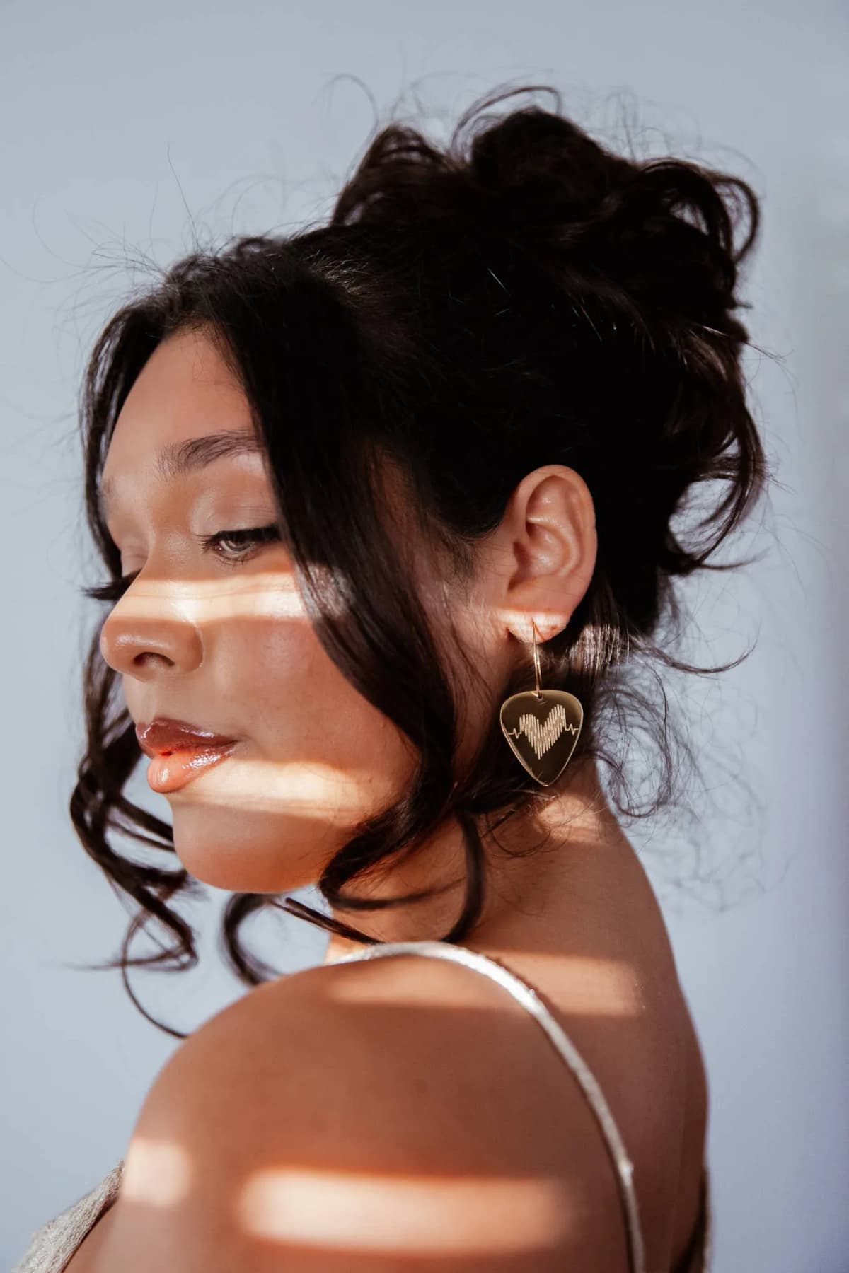 Rose Gold Hoop Earrings Groupie Love Guitar Picks (50mm)