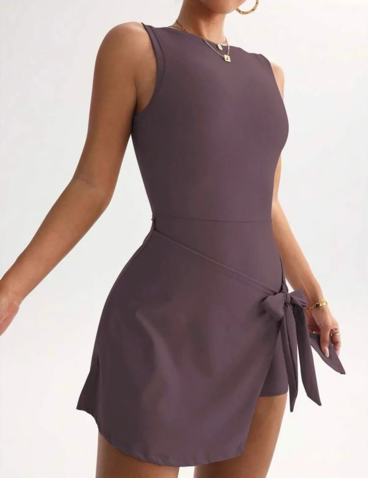 Plum Kacey Wrap Tie Dress