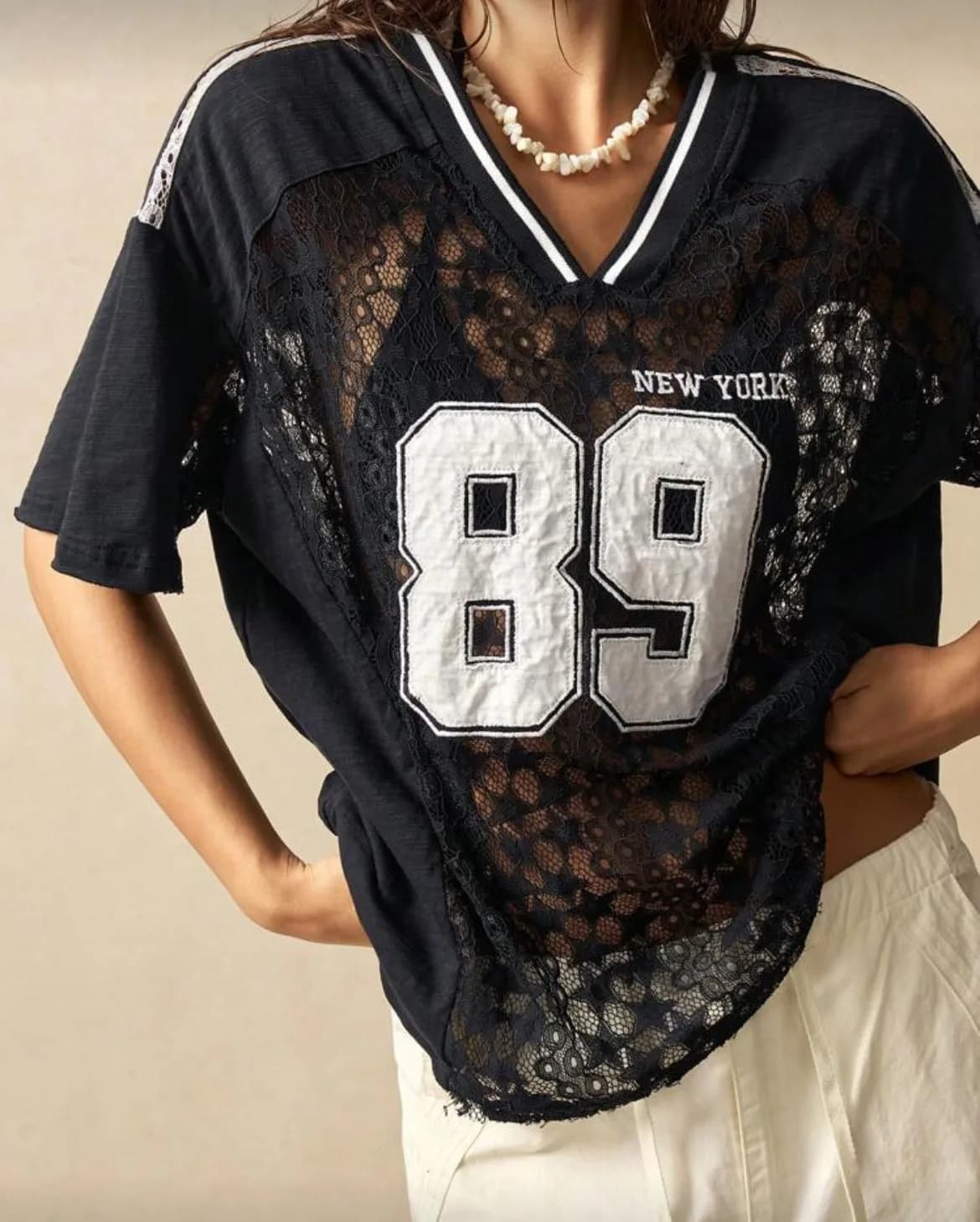Star Lace Mesh Black Jersey Number 89 New York
