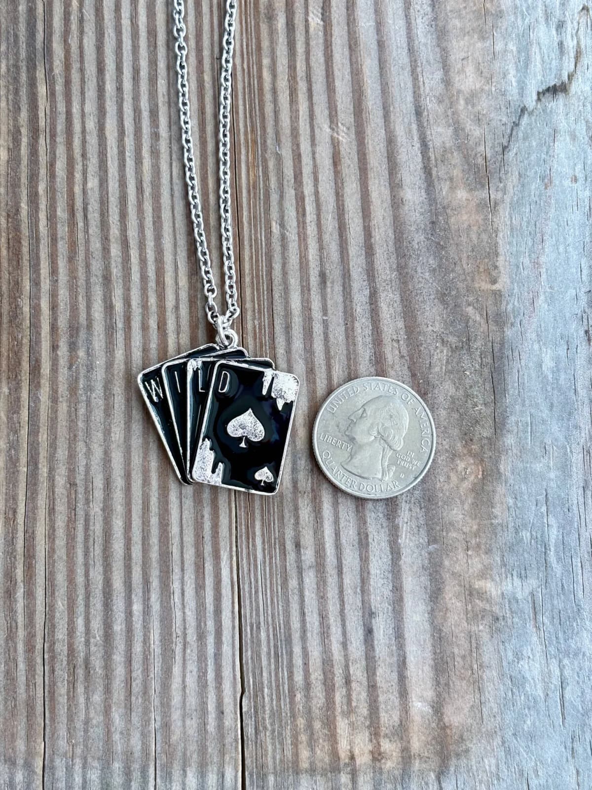 Playing Card "WILD" Pendant Link Chain Necklace