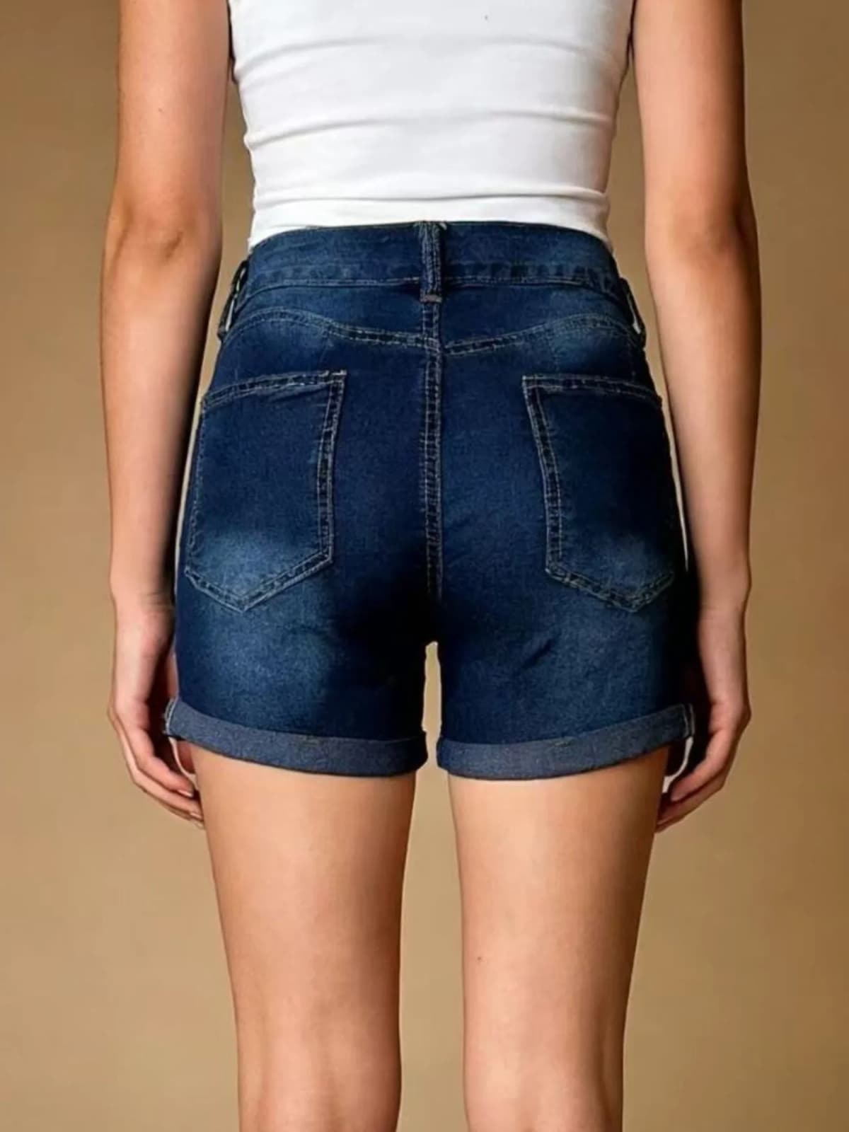 Distressed Wash Denim Shorts