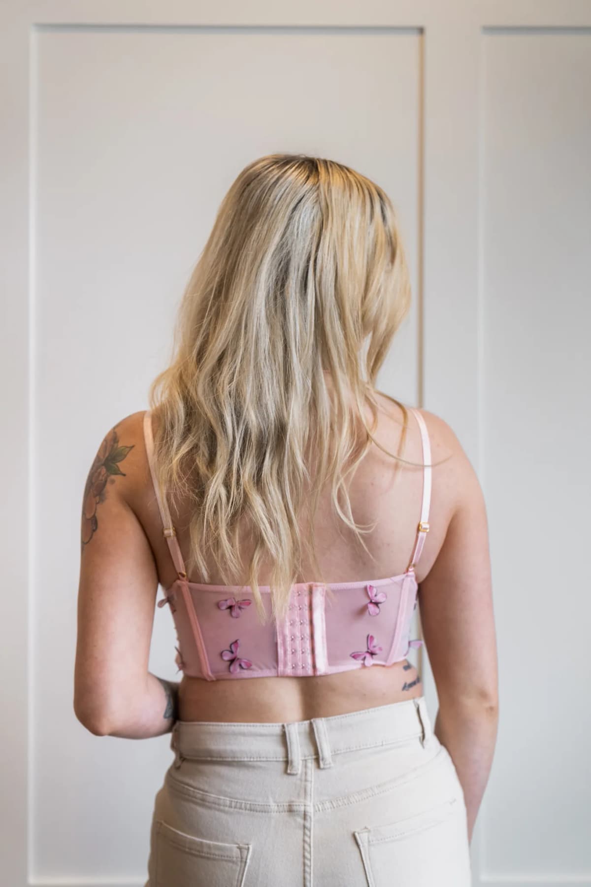 Stretch Crop Top Butterfly Tic Toc