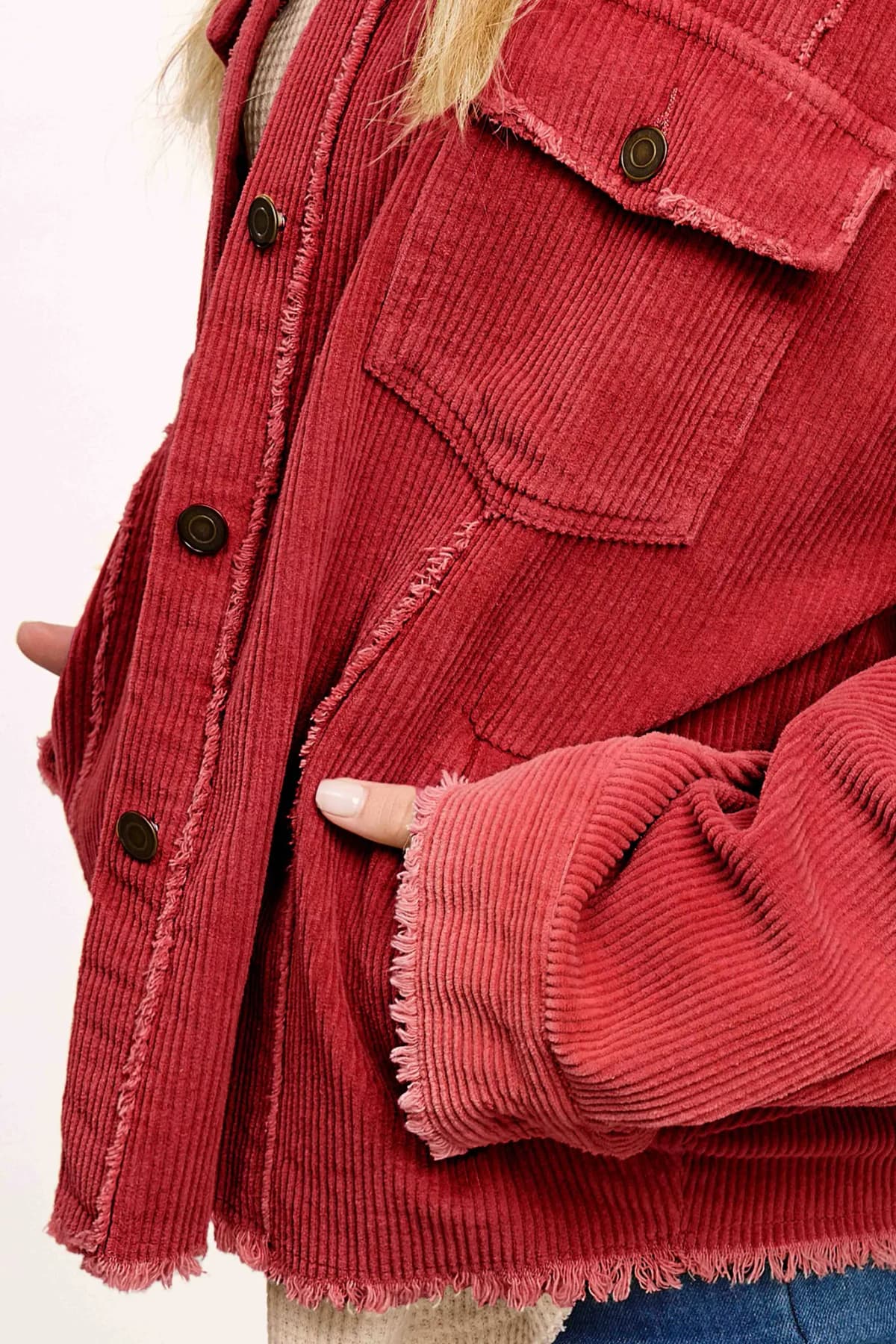 Washed Corduroy Oversized Button Down Jacket (Black)
