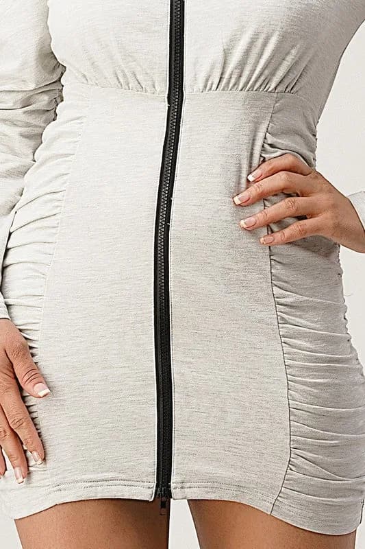 JERSEY ZIPPER MINI DRESS