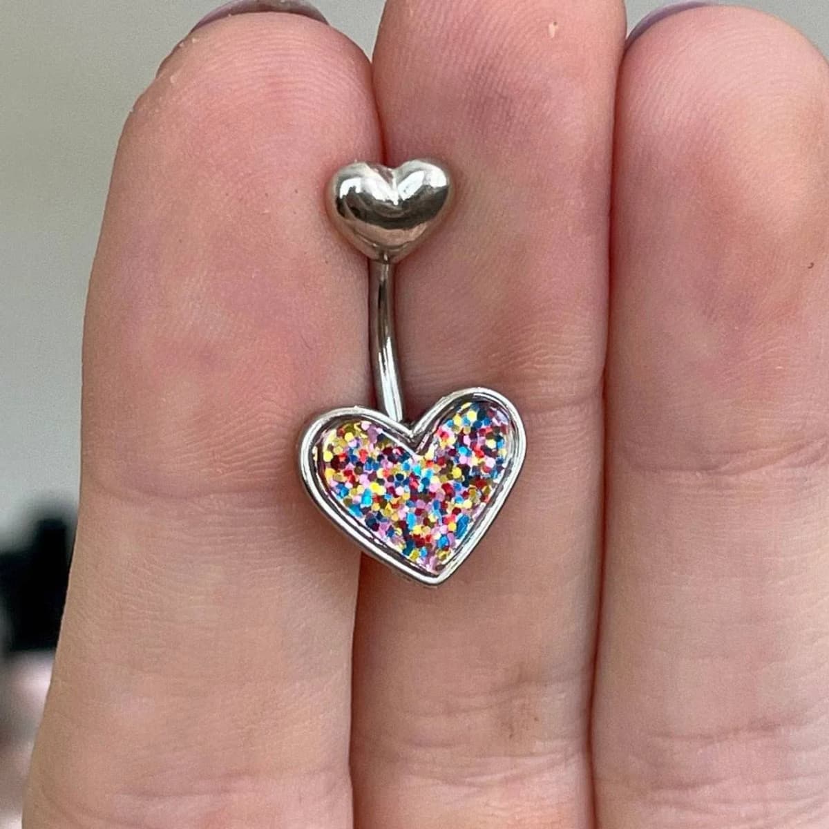 Gold Heart Belly Button Piercing 14G 10mm Surgical Steel