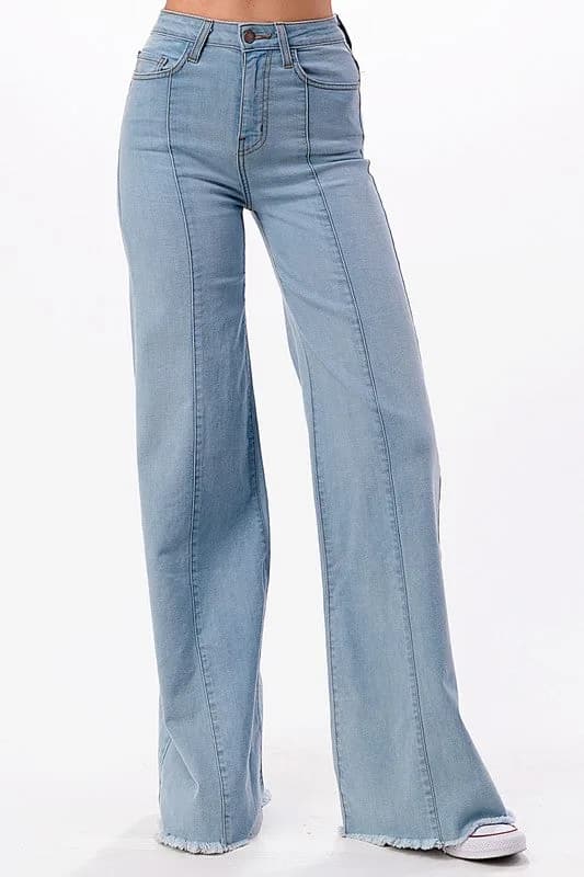 Western Wide Leg Denim Jeans by O2 Denim Multiple Colors