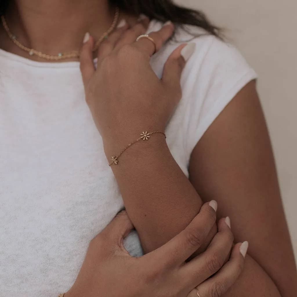 Anna Floral Bracelet Gold or Silver by Mauve