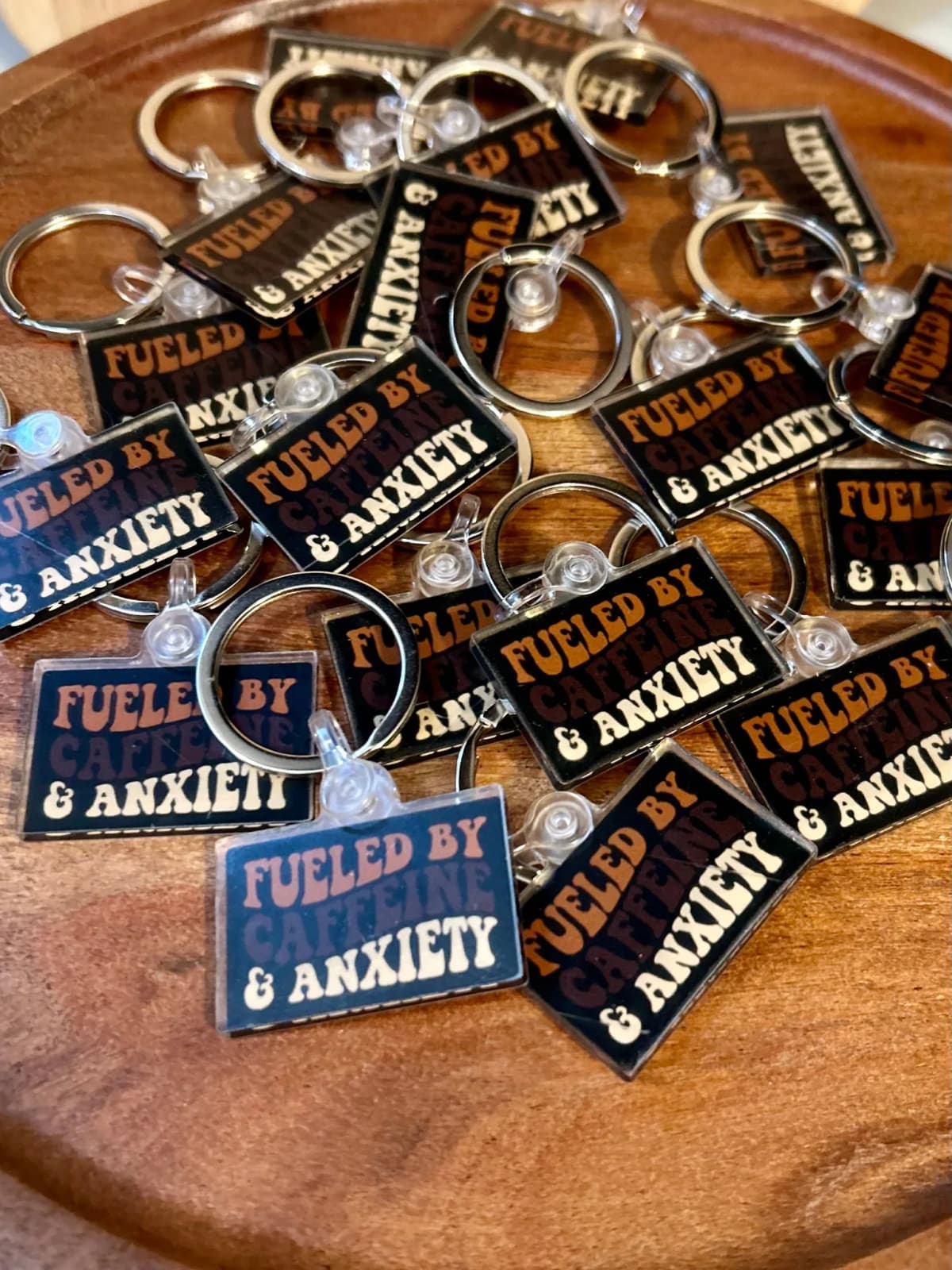 Fueled by caffeine anxiety keychain
