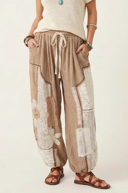 Ruri and Ruda Floral Patchwork Joggers