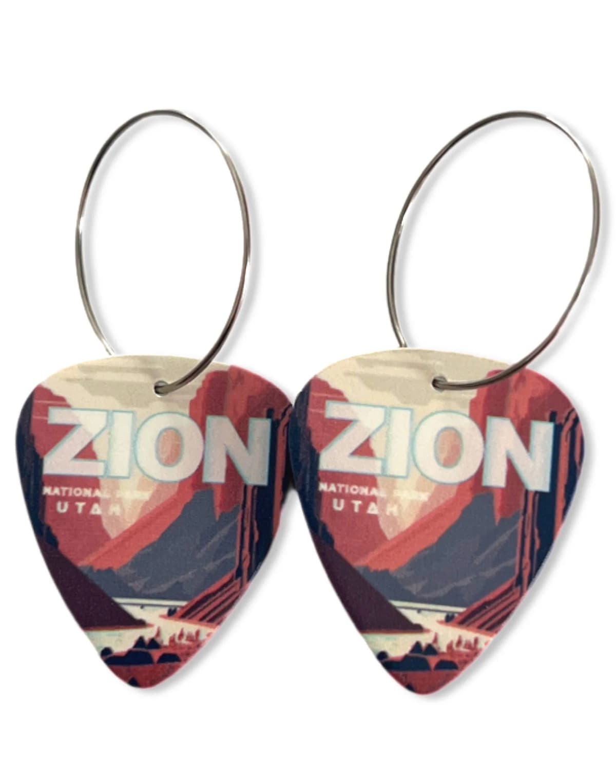 Zion Canyon Single Guitar Pick Earrings Groupie Love (50mm)