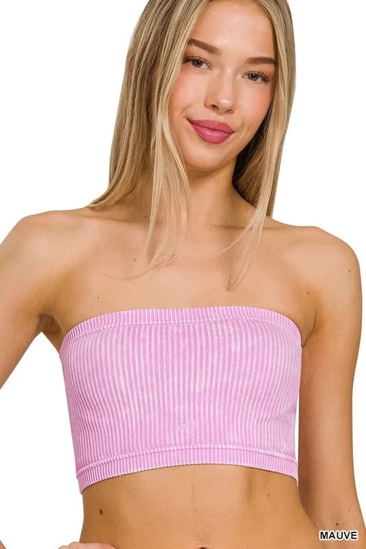 Washed Ribbed Seamless Tube Top Zenana in Multiple Colors