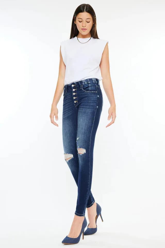 Dark Blue High Rise Frey Skinny Jean KanCan