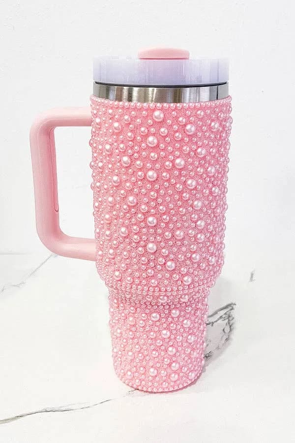 40 oz Pink Pearl Studded Tumbler