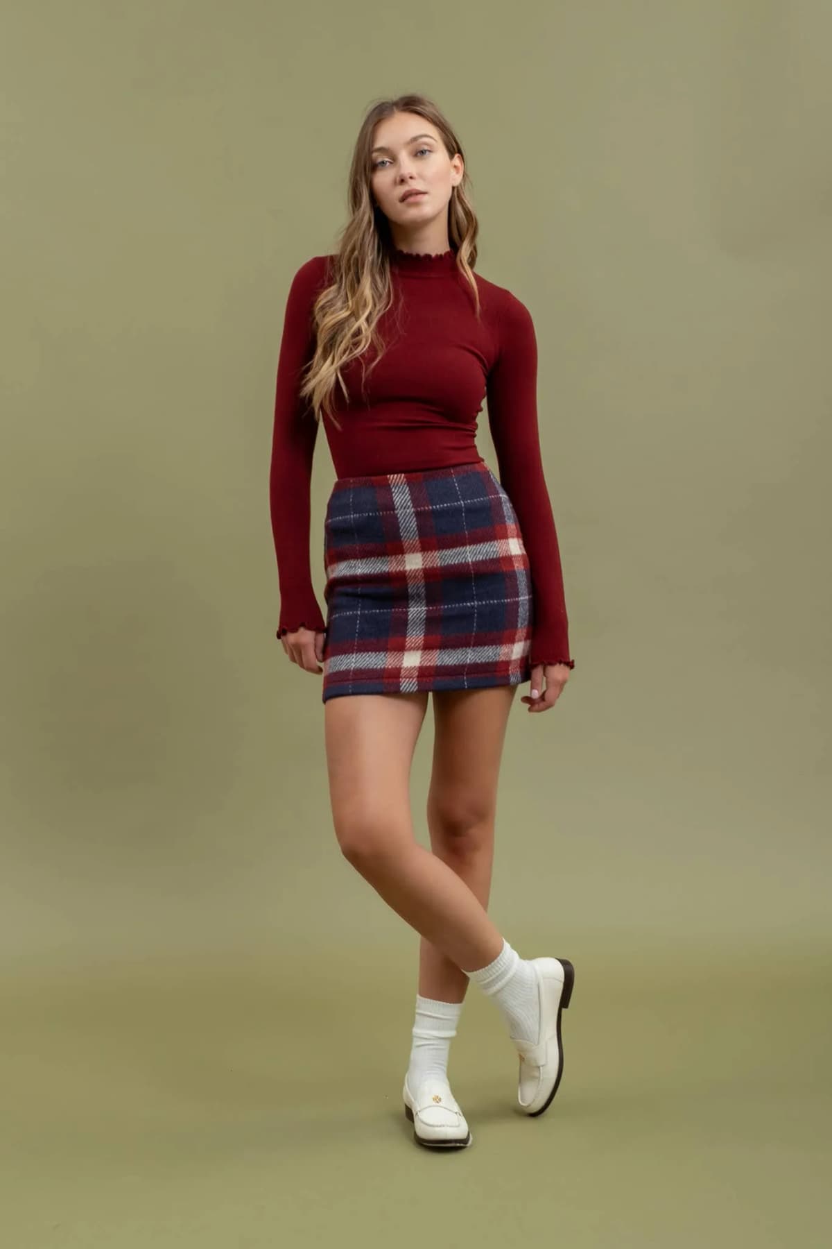 Sweater Plaid Mini Skirt by The Workshop Studio