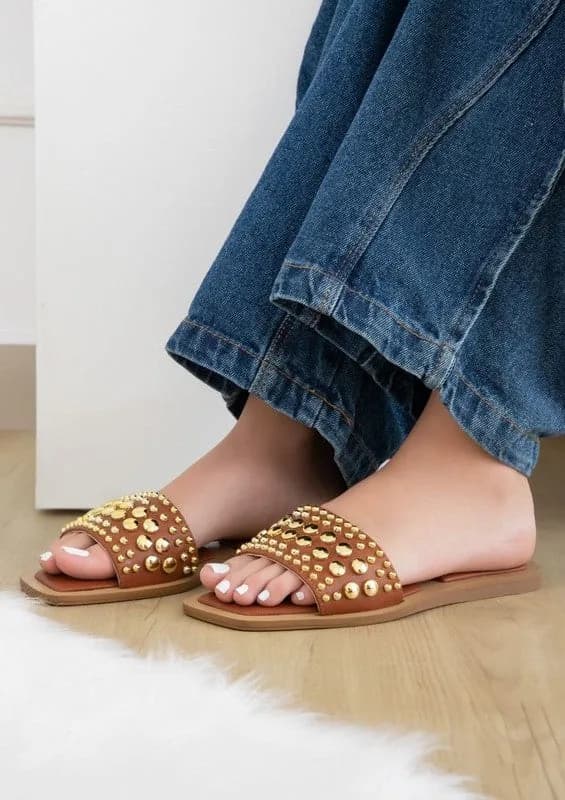 Gia Summer Sandals with Studs Flats In Multiple Colors