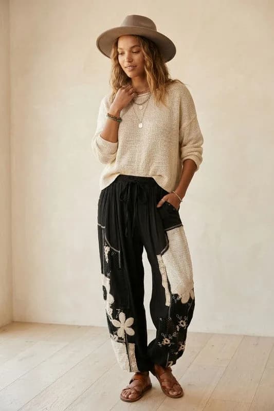 Ruri and Ruda Floral Patchwork Joggers