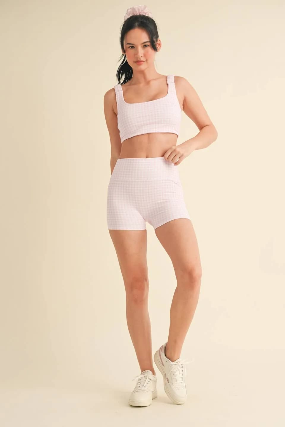 Gingham Print Ruched Bra Top by Kimberly C