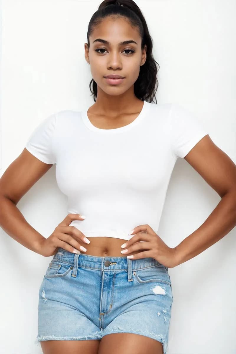 Short Sleeve Round neck Crop Top Capella Apparel (Purple)