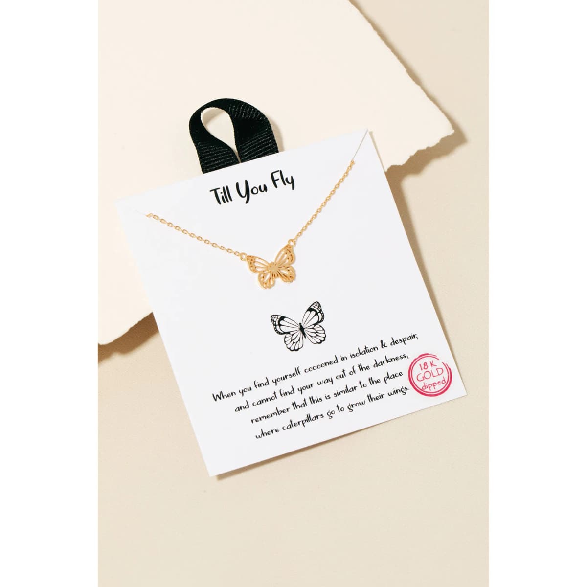 Dipped Flat Butterfly Pendant Necklace Anarchy Street (Gold)