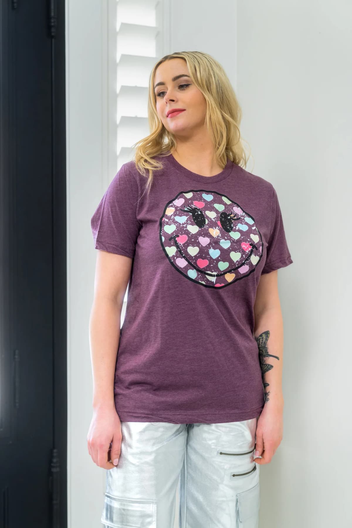 Retro Heart Smiley Face Shirt The Shirt Company (Orange)
