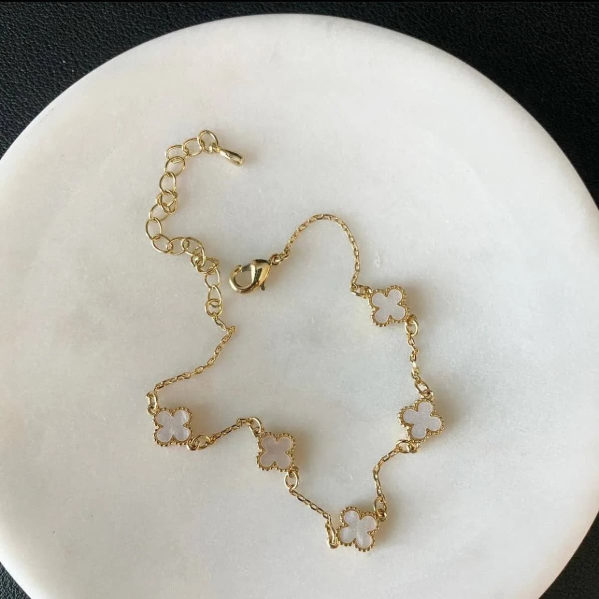Gold Clover Leaf Mini Bracelet Multiple Colors