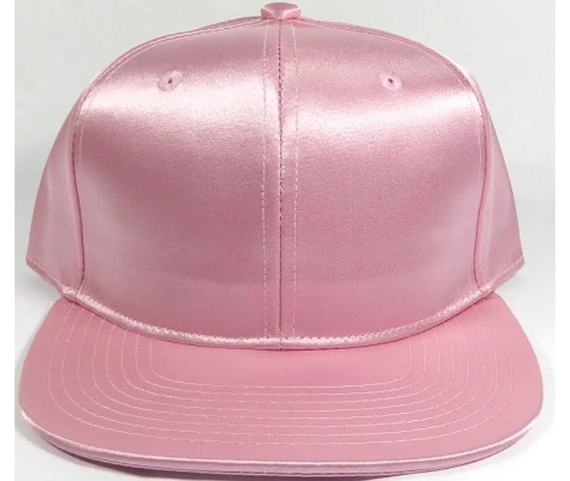 Faux Satin Silk Adult Flat Bill Brim Snap Hat