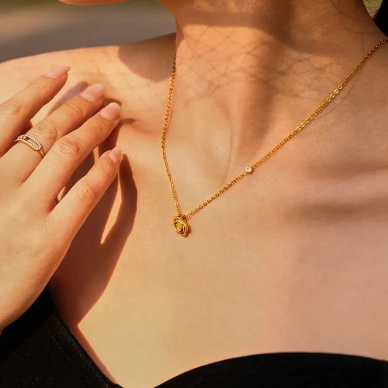 Rose Flower 18K Stainless Steel Tarnish-Free Necklace
