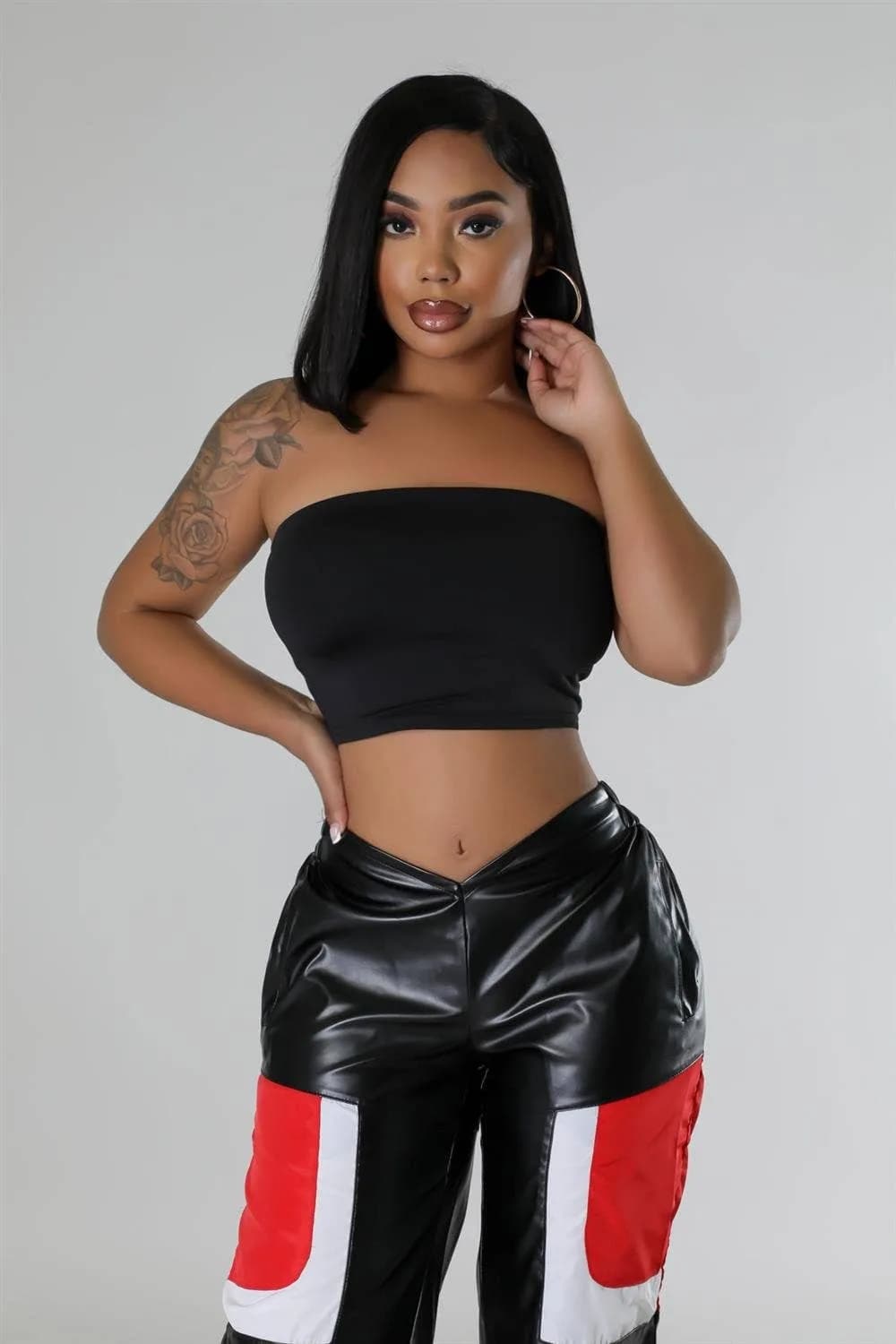 Double Layered Tube Crop Top 5besties inc (Red)