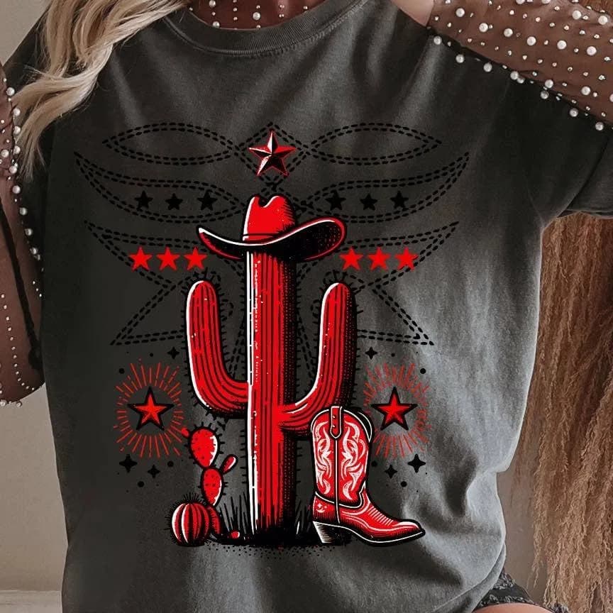 Cactus Boot Stitch T Shirt