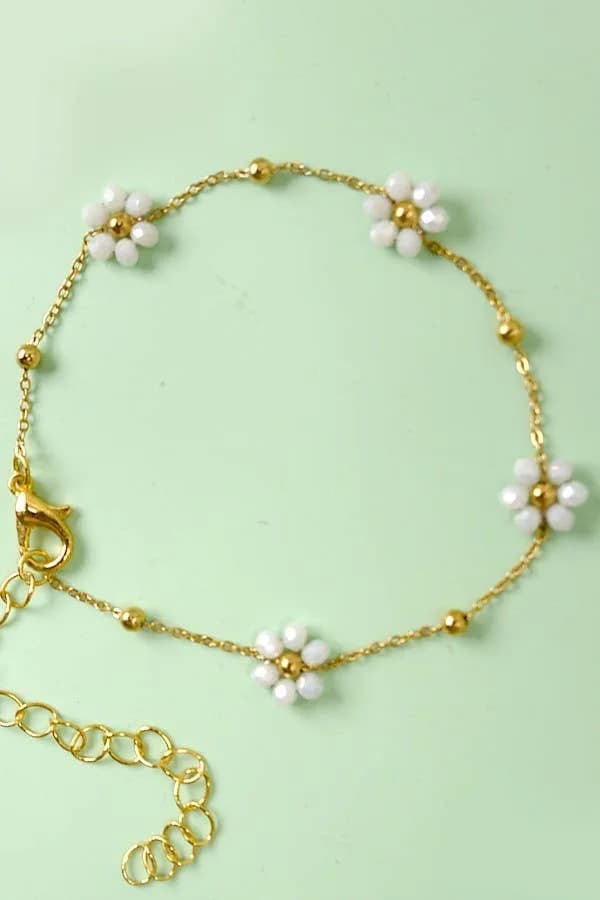 Summer Multi Beaded Flower Charm Bracelet