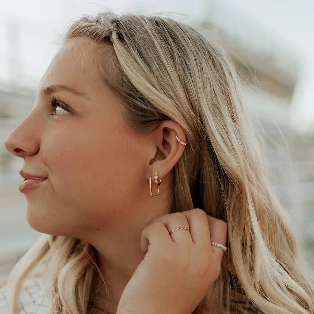 Silver Grace Pearl Hoops