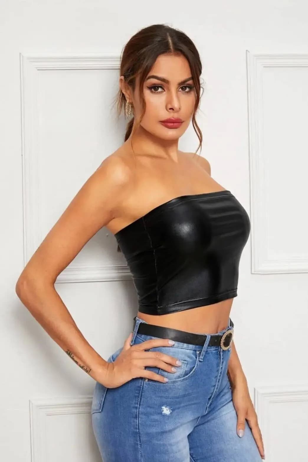 Faux Leather Tube Bandeau