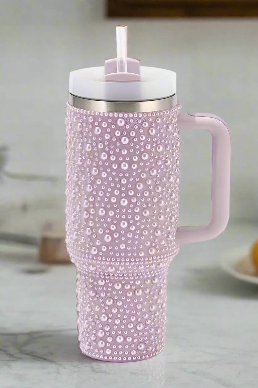 40 oz Lavender Pearl Studded Tumbler